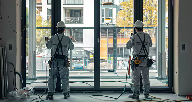 Patio Door Glass Replacement with Built-In Blinds in University Park, FL
